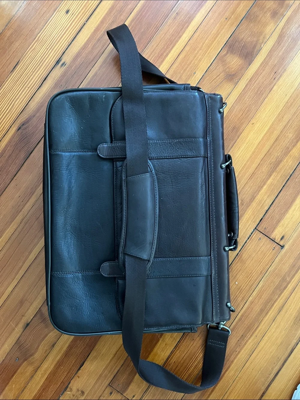 solo Dark Brown Leather Briefcase Messenger
